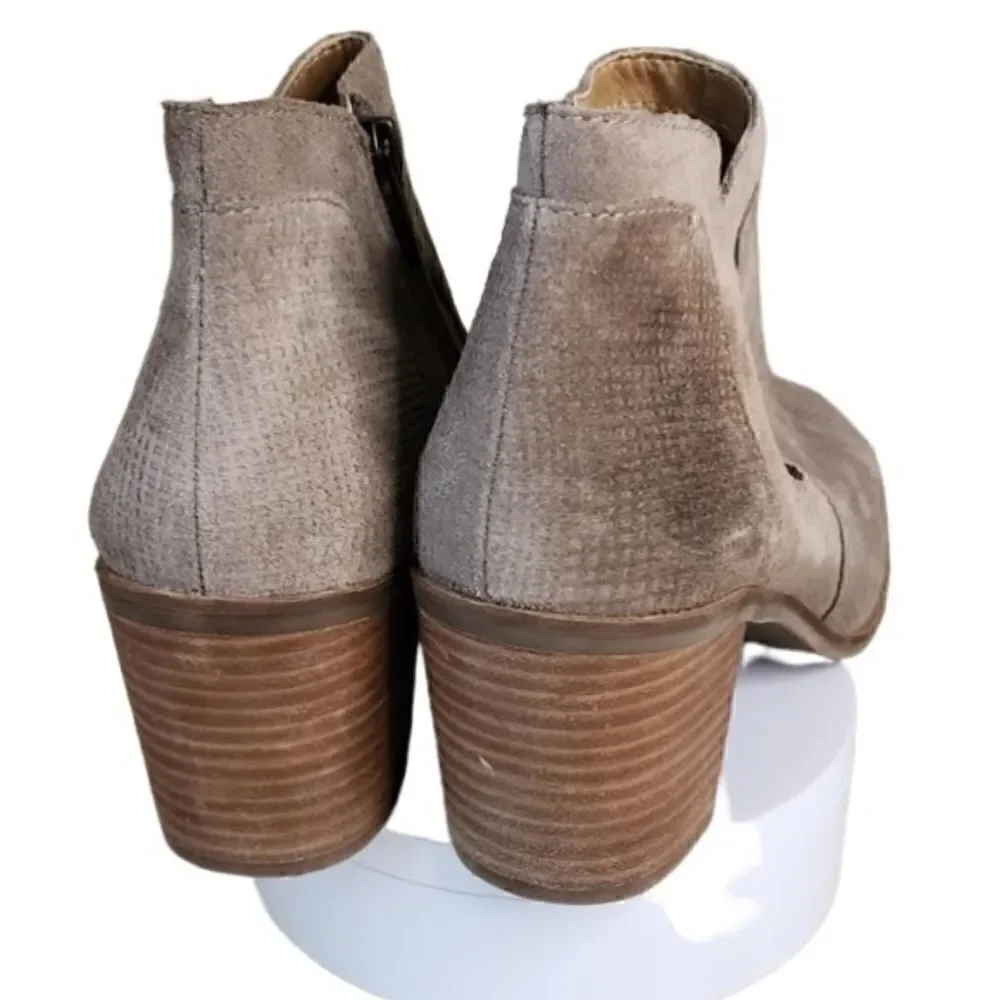 Lucky Brand- Women's Ponic Oil Suede Ankle Booties in Cinder Zip Size,  Size 10